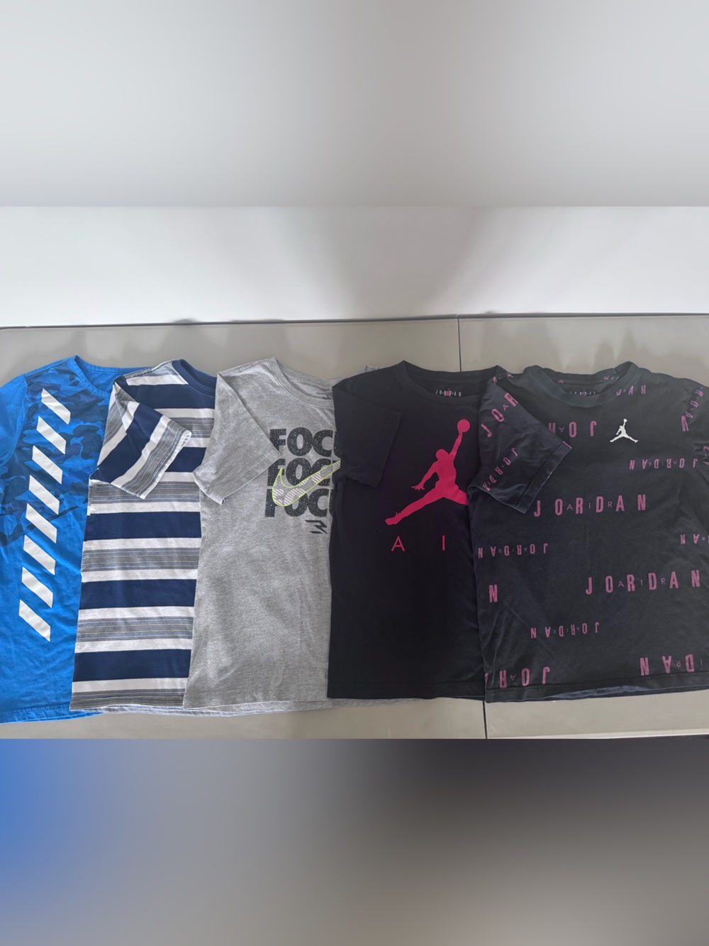 Kids lot of 5 Cotton Shirts Nike Jordan Wonder Nation Age 10-12 Read description